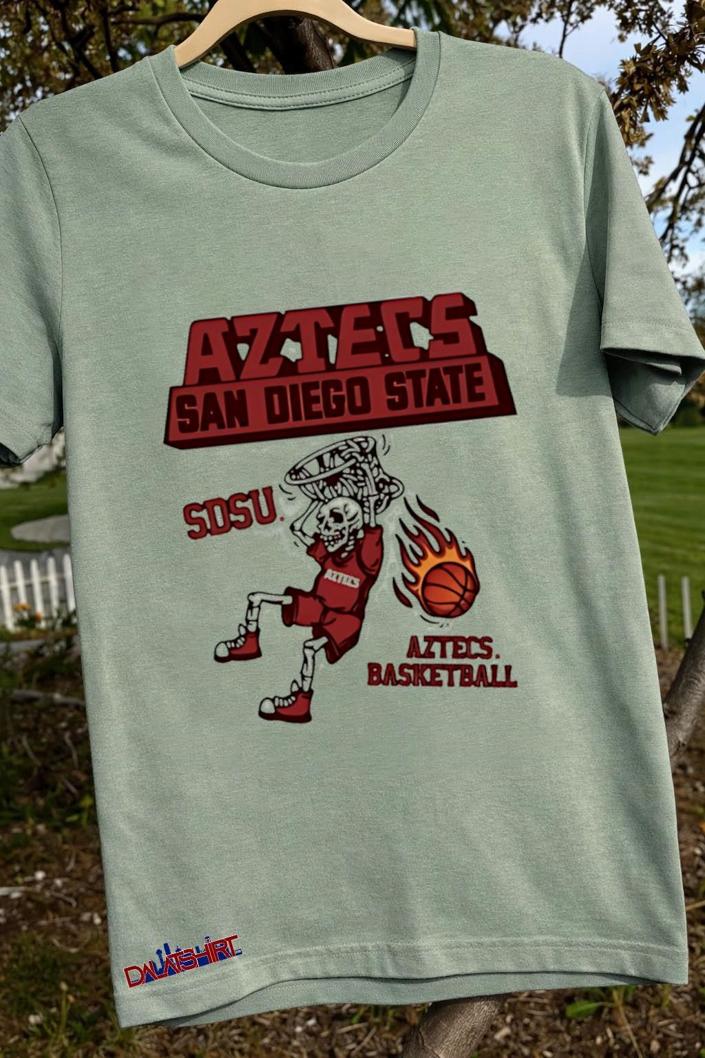 Aztecs San Diego State SDSU Skeleton Basketball Dunking Flaming Ball shirt