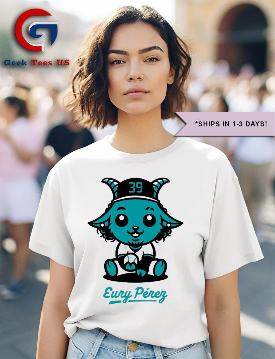 Baby Goat Eury Perez Miami Marlins baseball shirt