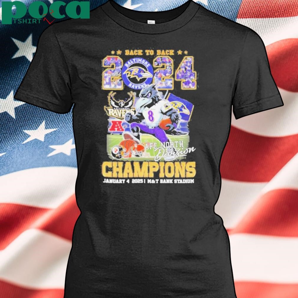 Back To Back 2024 AFC North Champions Baltimore Ravens Mascot Shirt