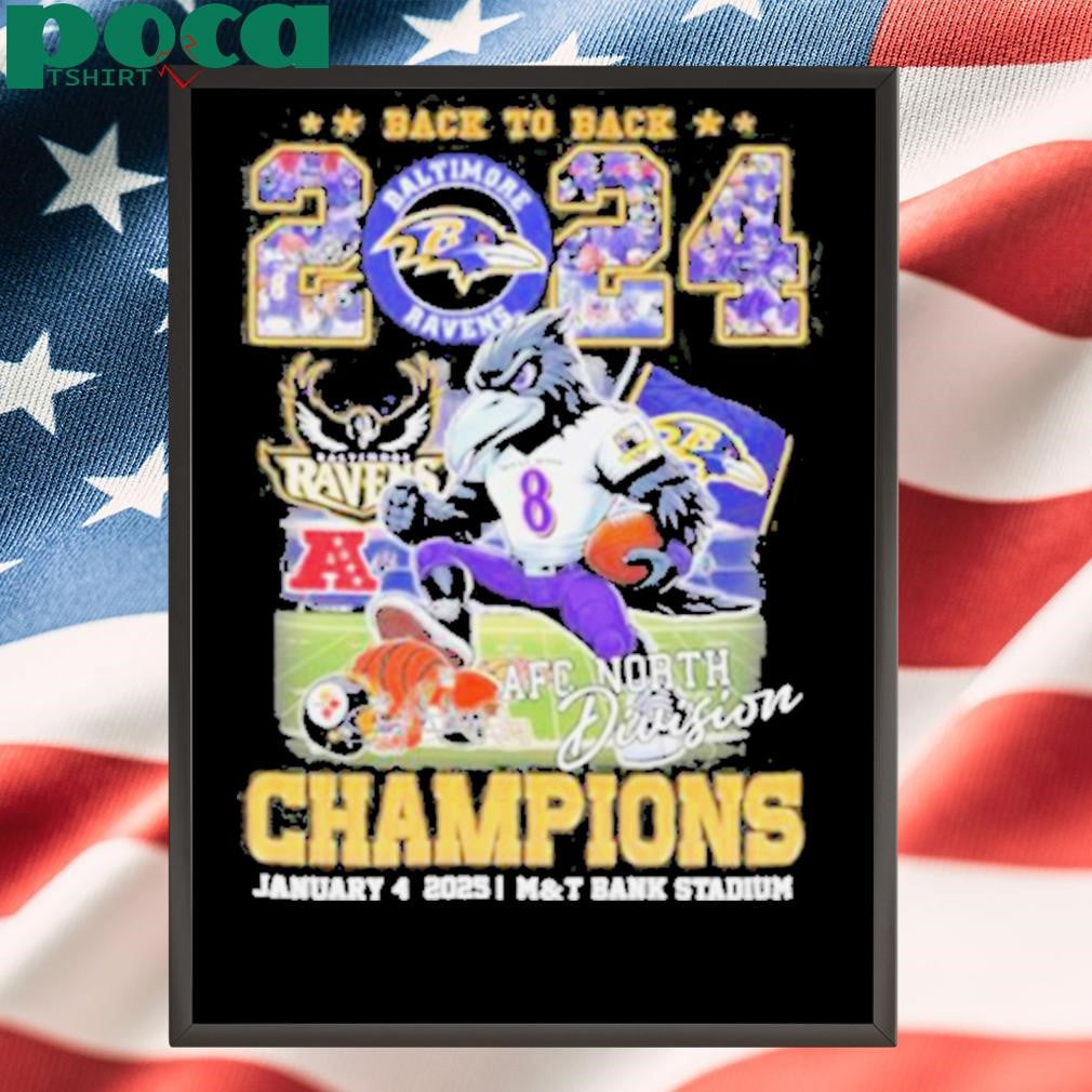 Back To Back 2024 AFC North Champions Baltimore Ravens Mascot Shirt