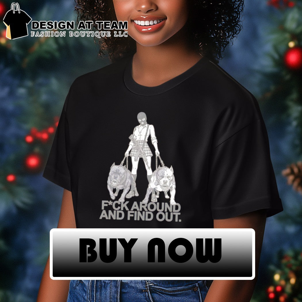 Balaclava walking two Pitbull dogs fuck around and find out shirt
