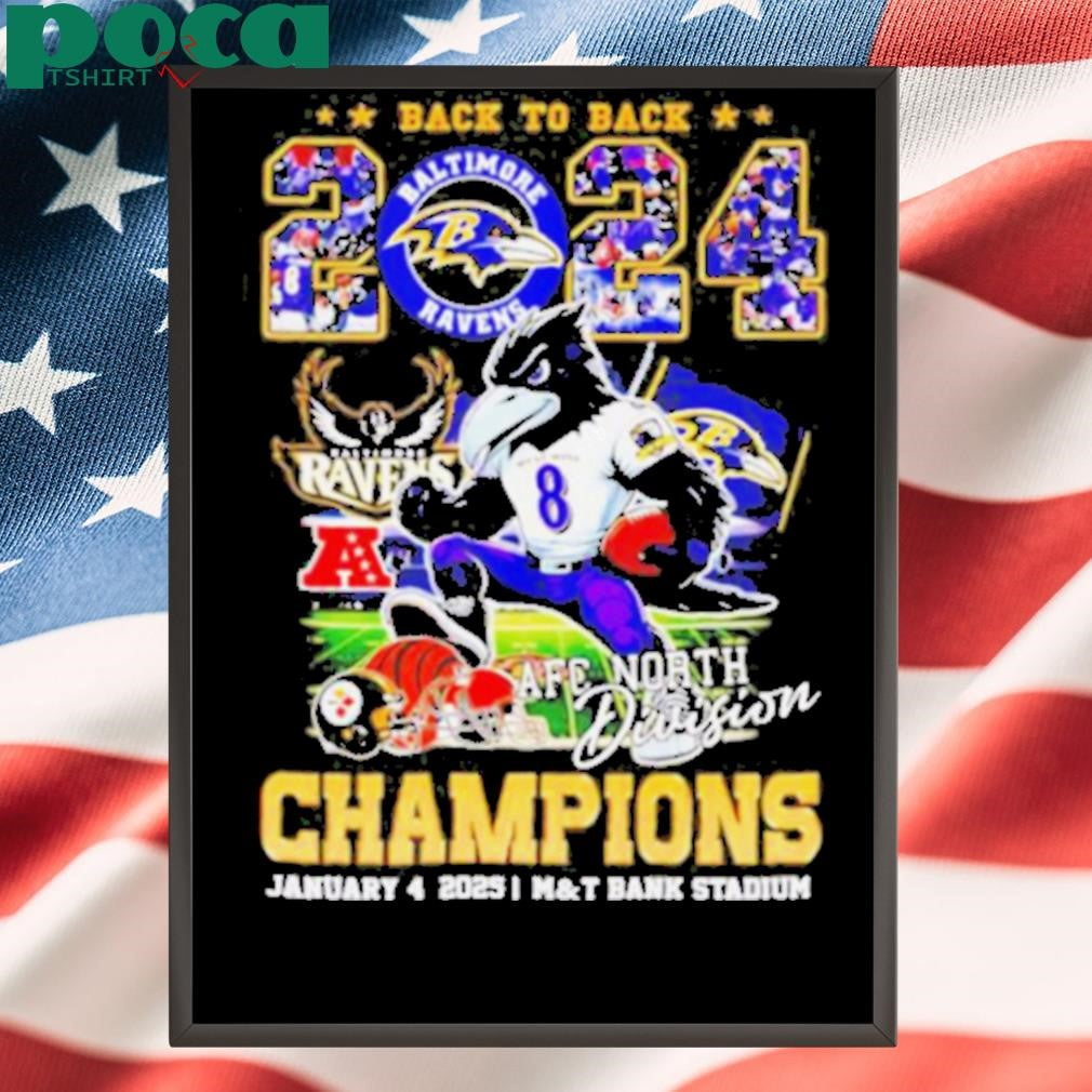 Baltimore Ravens back to back 2024 AFC North Division champions mascot shirt