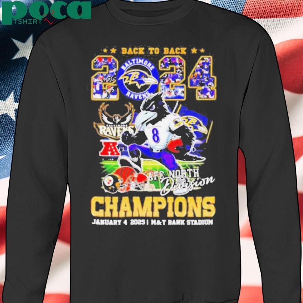 Baltimore Ravens back to back 2024 AFC North Division champions mascot shirt