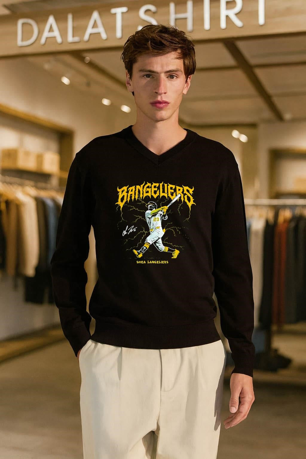 Bangeliers Shea Langeliers 23 Oakland Baseball Signature Lighting shirt
