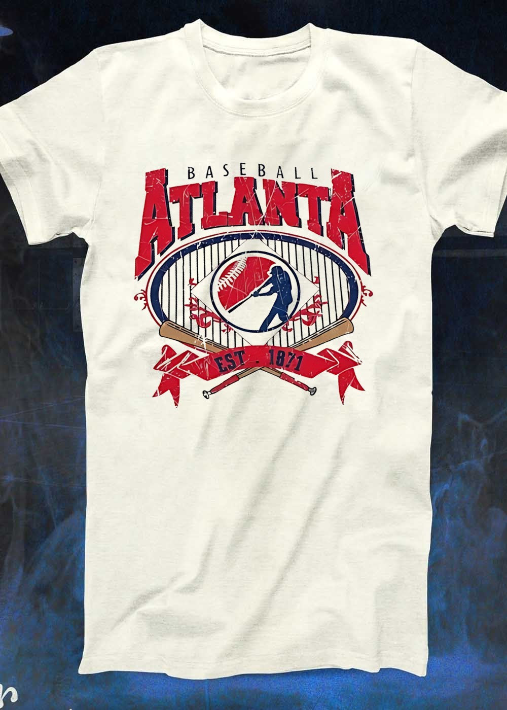 Baseball Atlanta Est 1871 Sporty Batter Crossing Bats Graphic T-Shirt