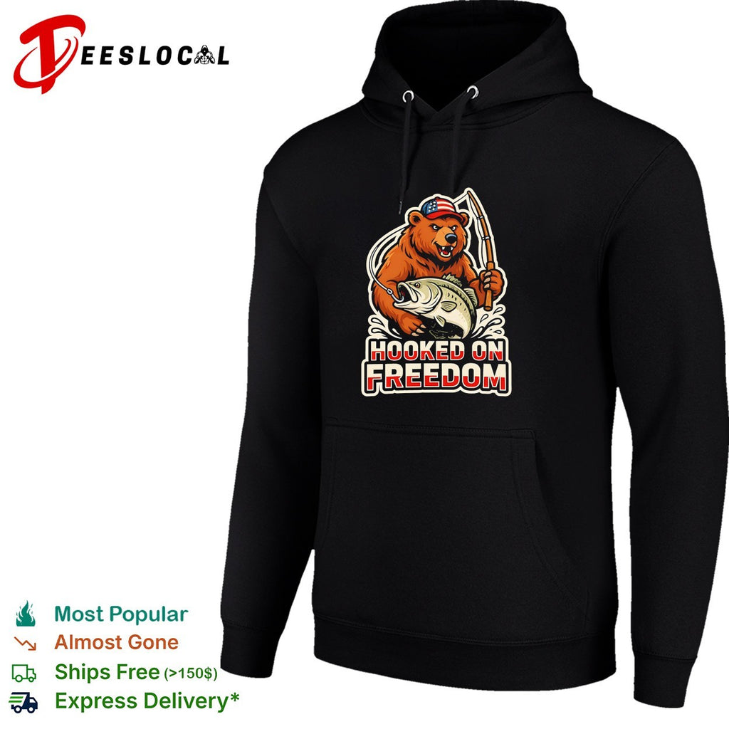 Bear fishing hooked on freedom shirt