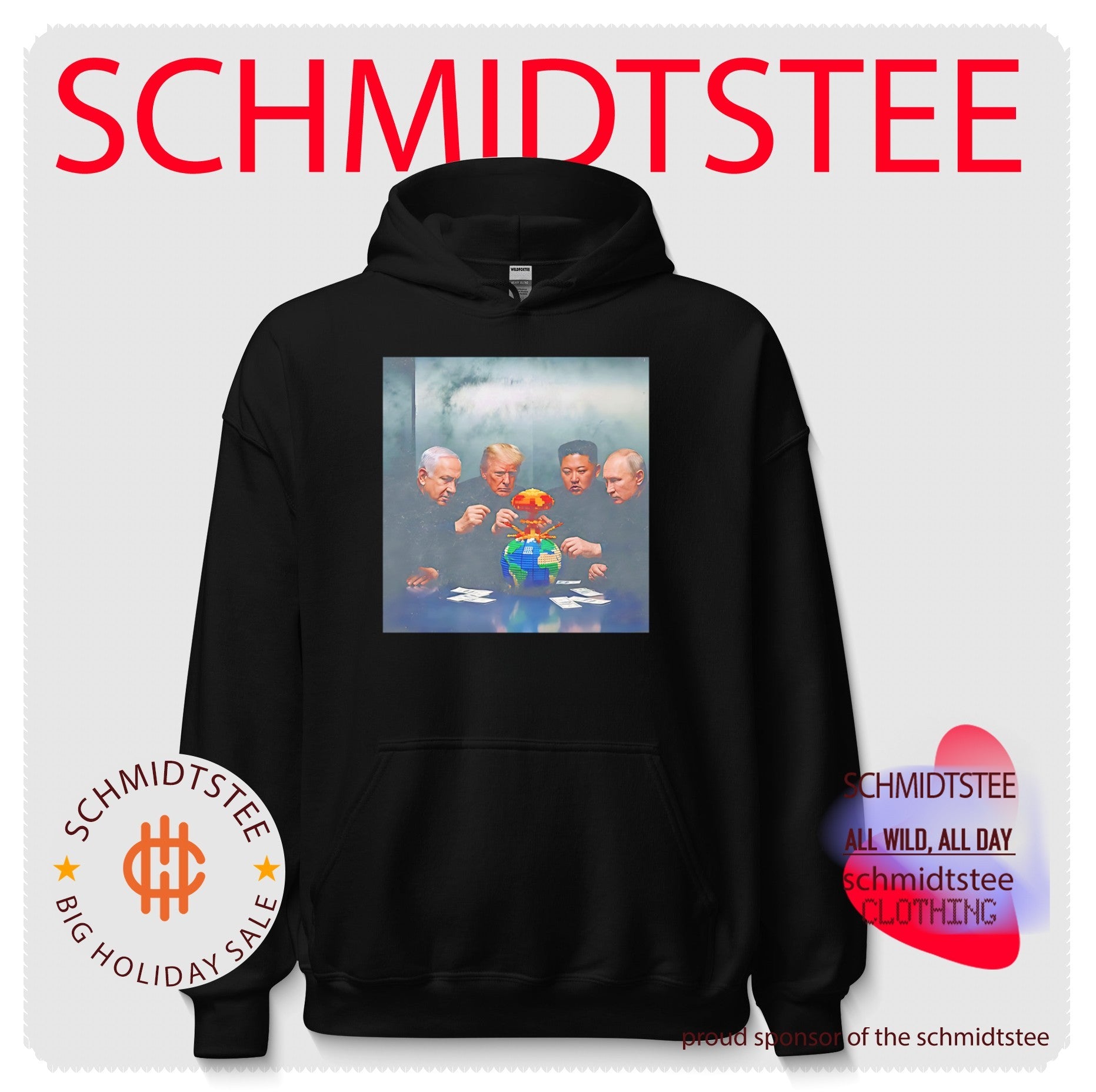 Benjamin Netanyahu Donald Trump Kim Jong Un Vladimir Putin playing LEGO model of the Earth shirt