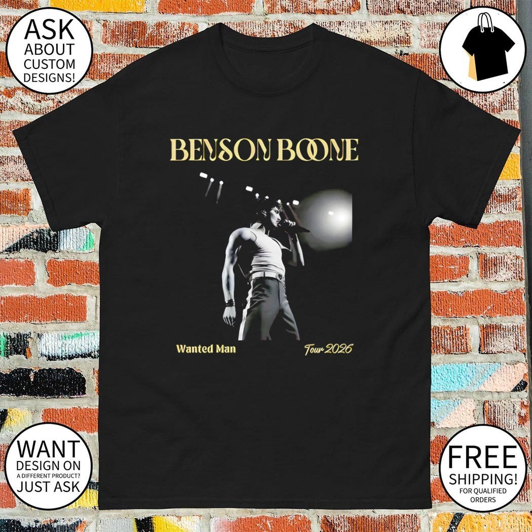 Benson Boone Wanted Man Tour 2026 poster shirt