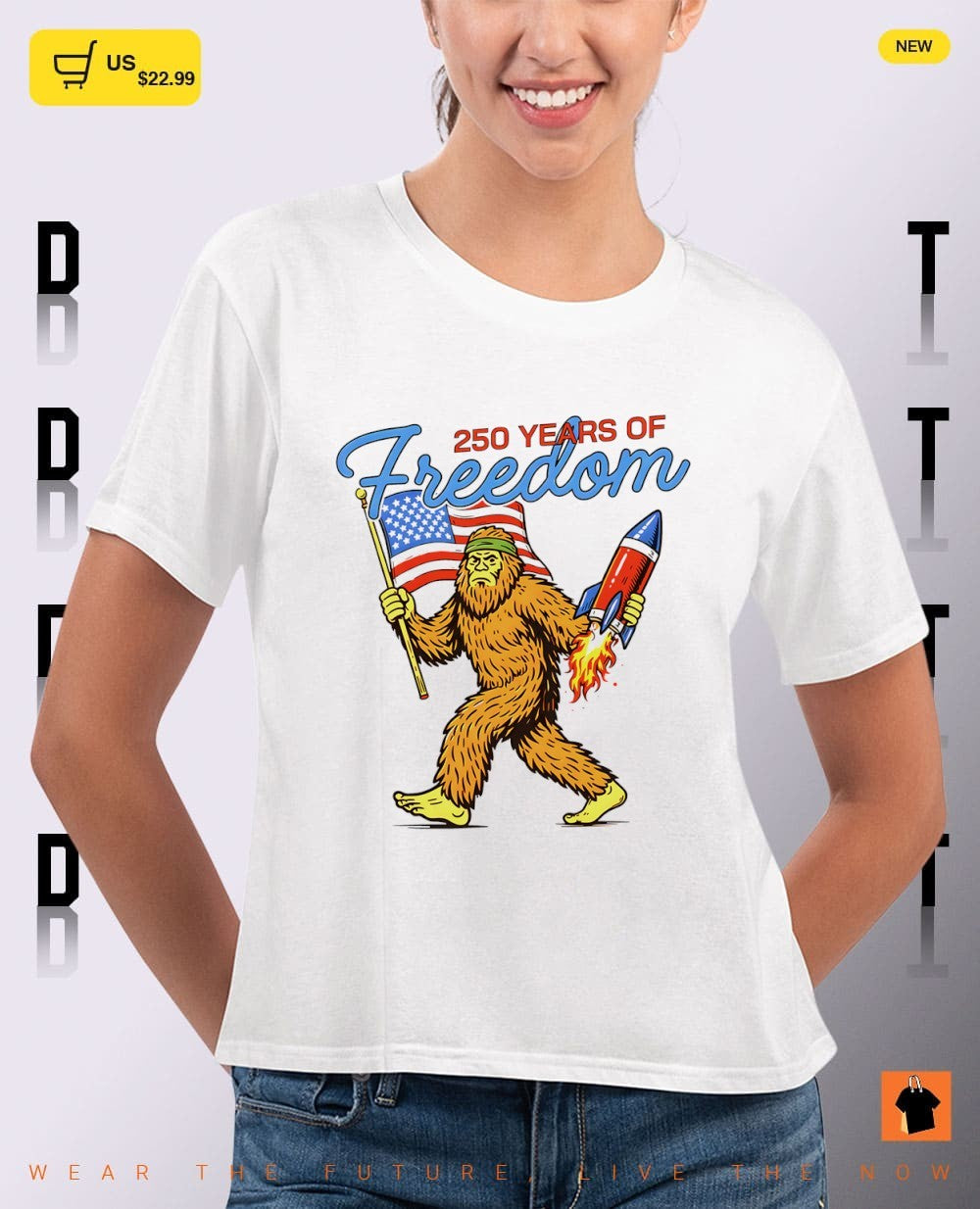 Bigfoot 250 years of freedom American flag shirt