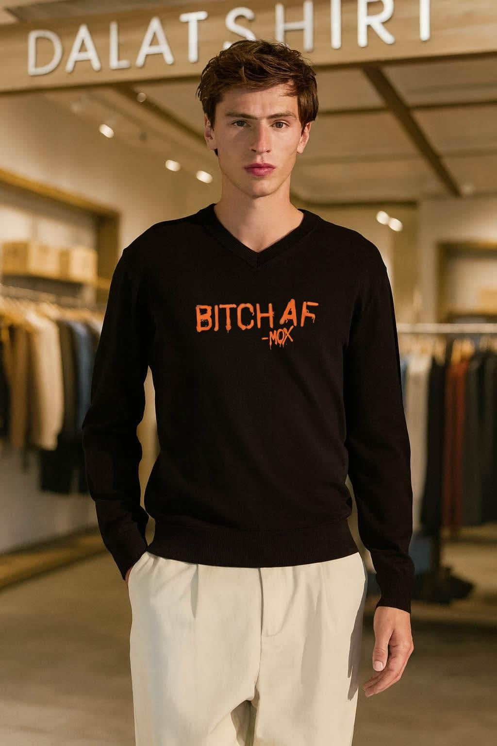 Bitch AF Mox Orange Spray Paint Graffiti Style shirt