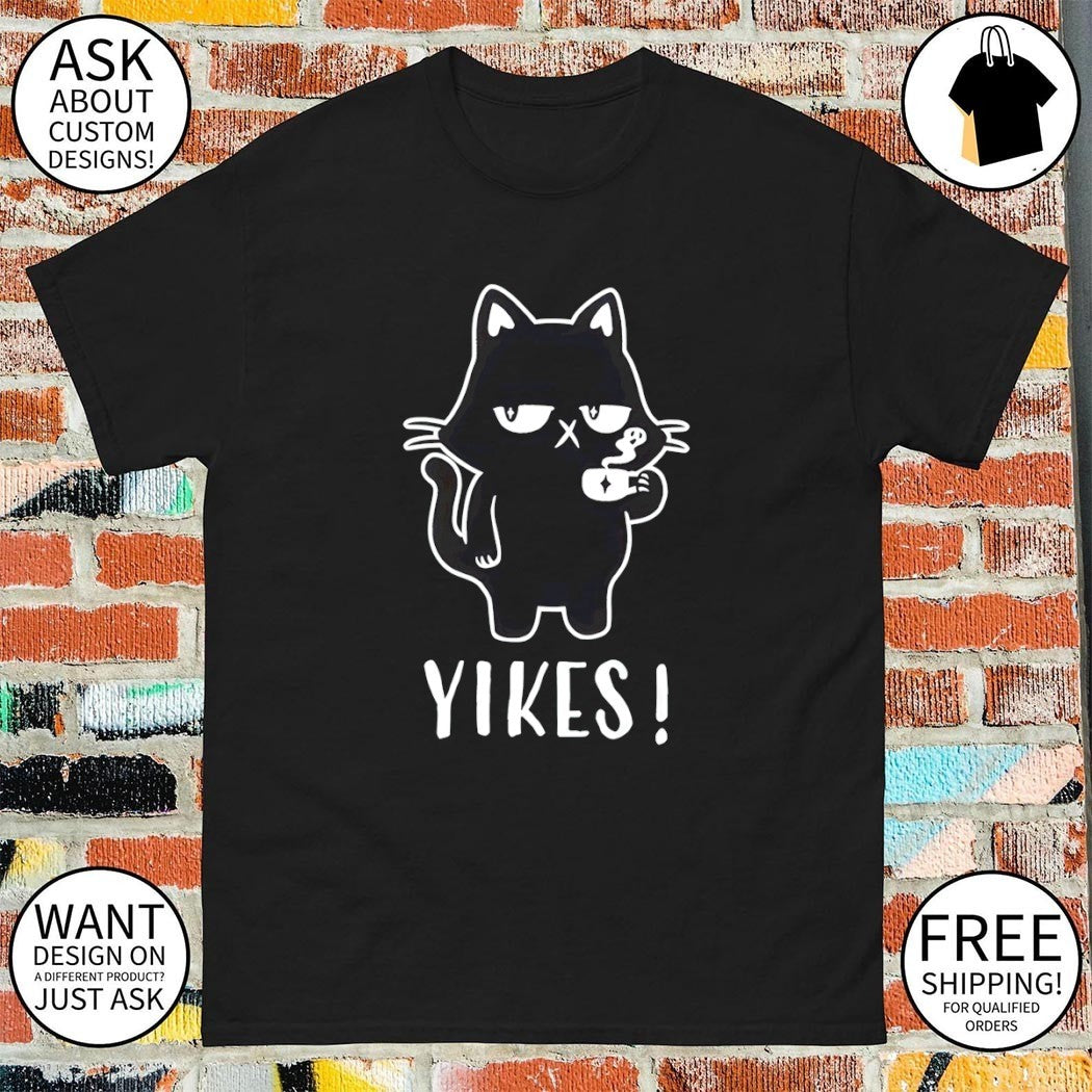 Black cat yikes shirt