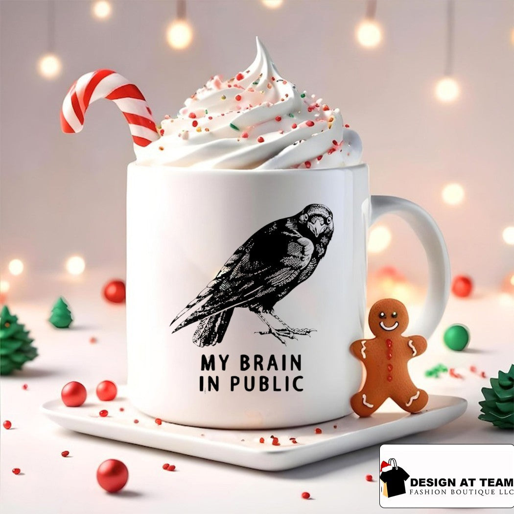 Black crow public brain funny my brain in public shirt