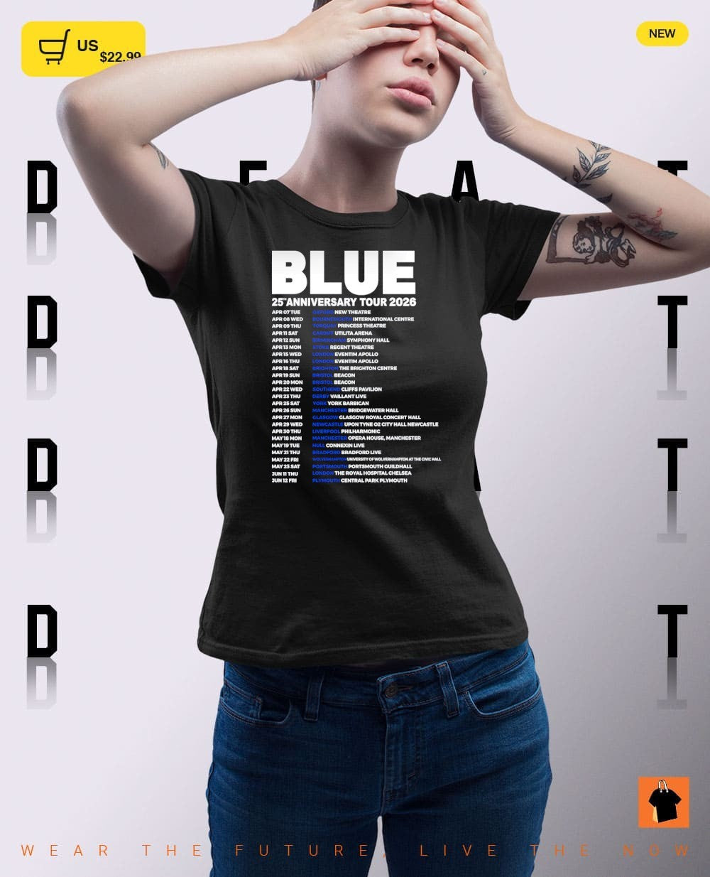 Blue 25th Anniversary Tour 2026 Concert Date shirt