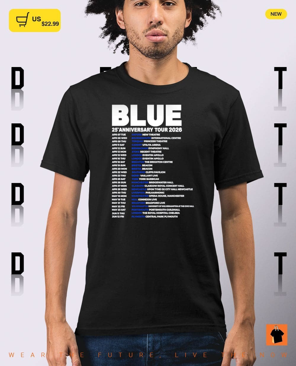 Blue 25th Anniversary Tour 2026 Concert Date shirt
