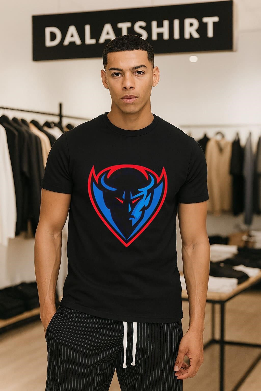 Blue Demon Shield Logo Sports Team Identity Graphic shirt