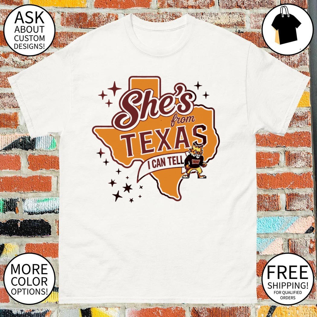 Bobcat She’s from Texas I can tell Texas State University Football Map shirt