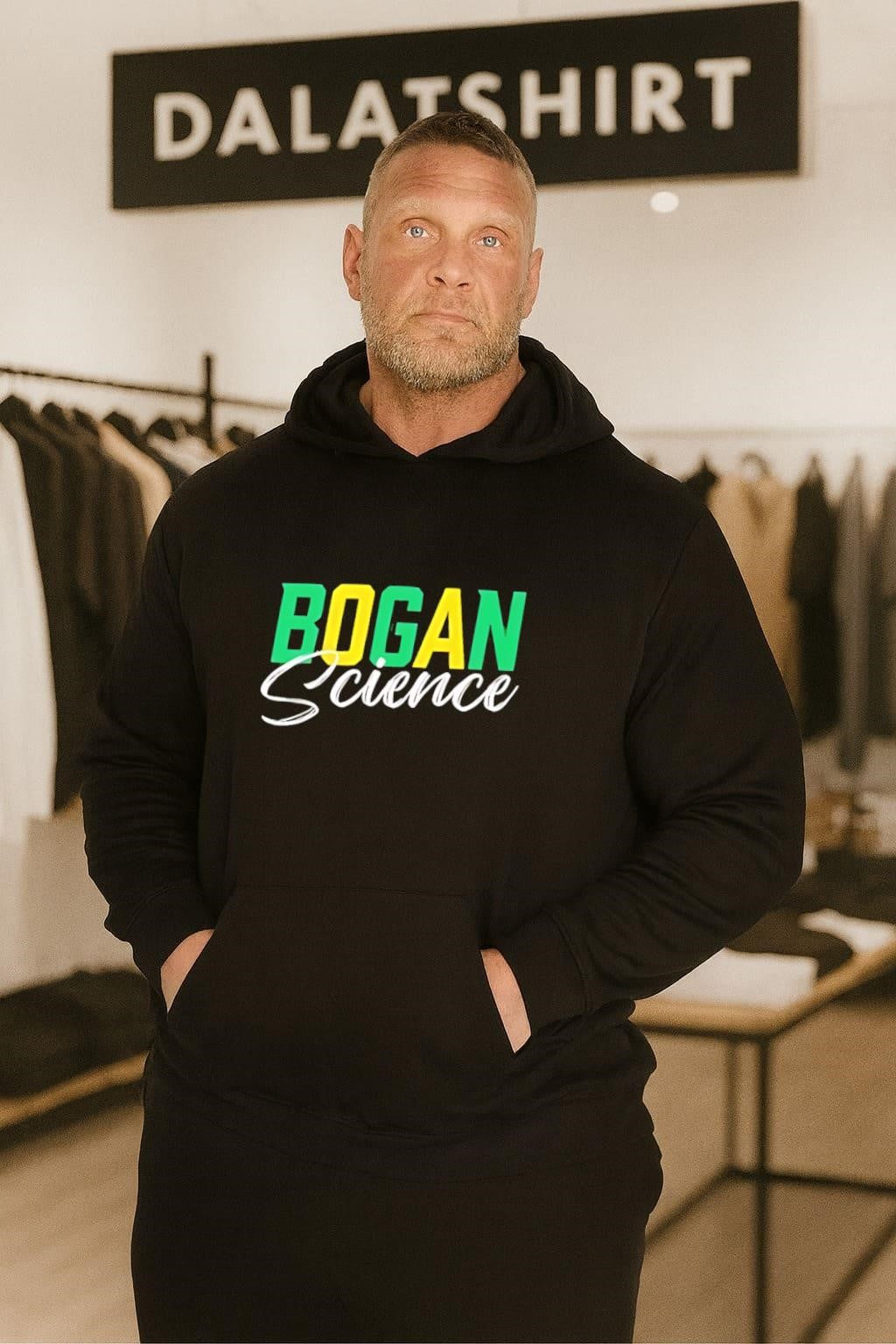 Bogan Science Yellow and Green Typography Design shirt