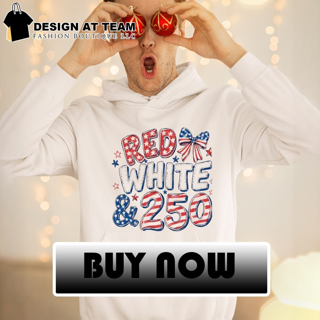 Bow Red White and 250 Anniversary USA flag 4th of July shirt