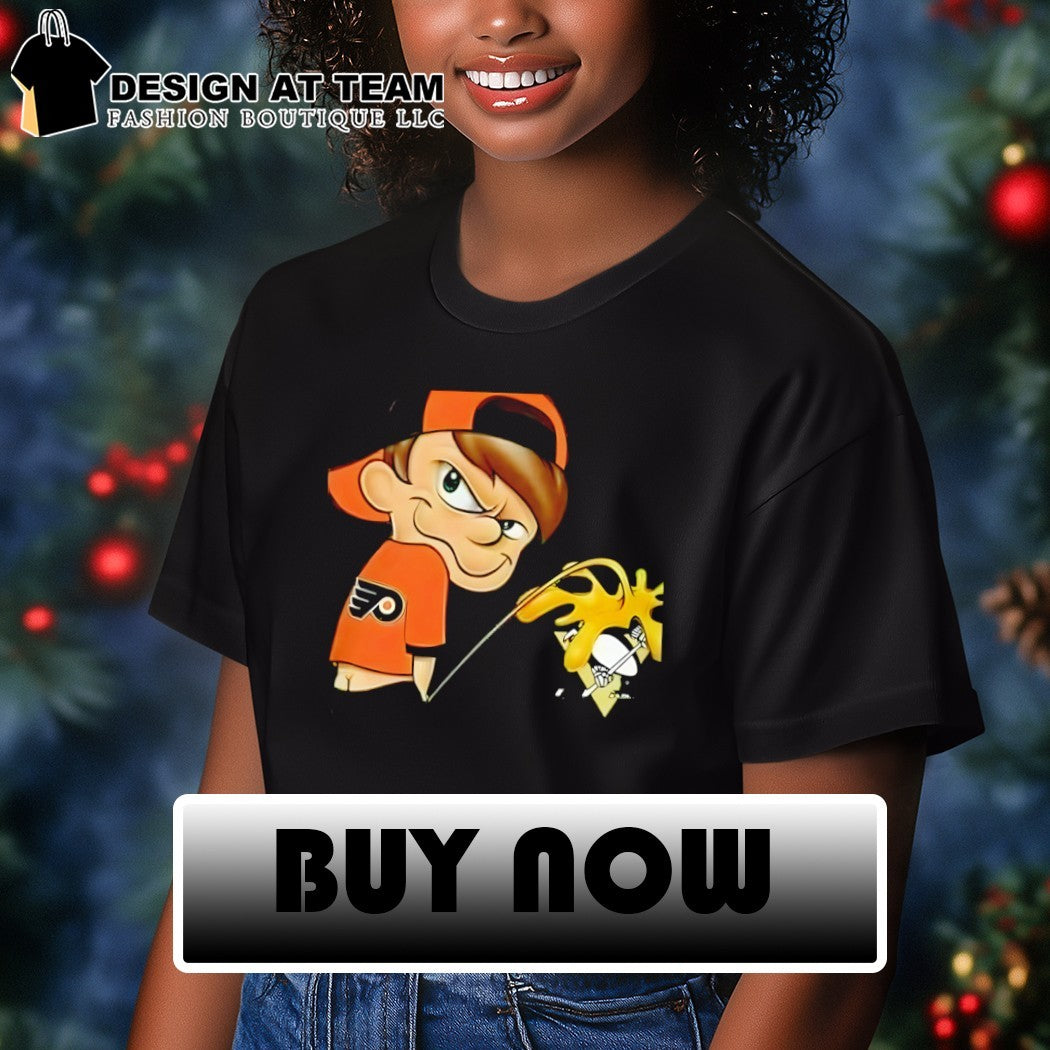 Boy Philadelphia Flyers piss on Pittsburgh Penguins Hockey meme shirt