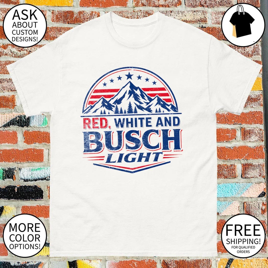 Busch Light Beer Mountain Red White and Busch Light America 4th of July shirt