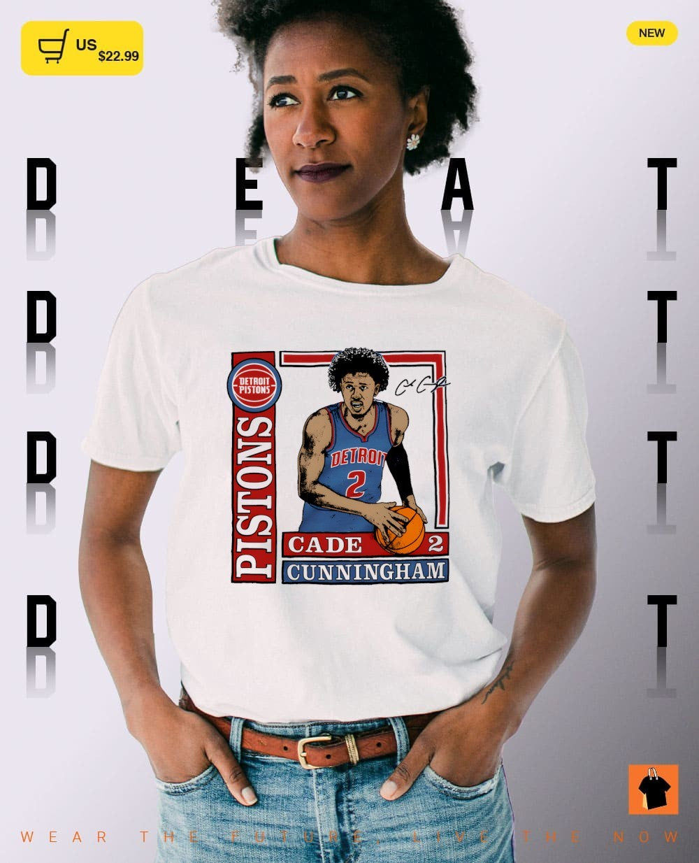 Cade Cunningham Detroit Pistons Basketball Wax Pack Tri-Blend signature shirt