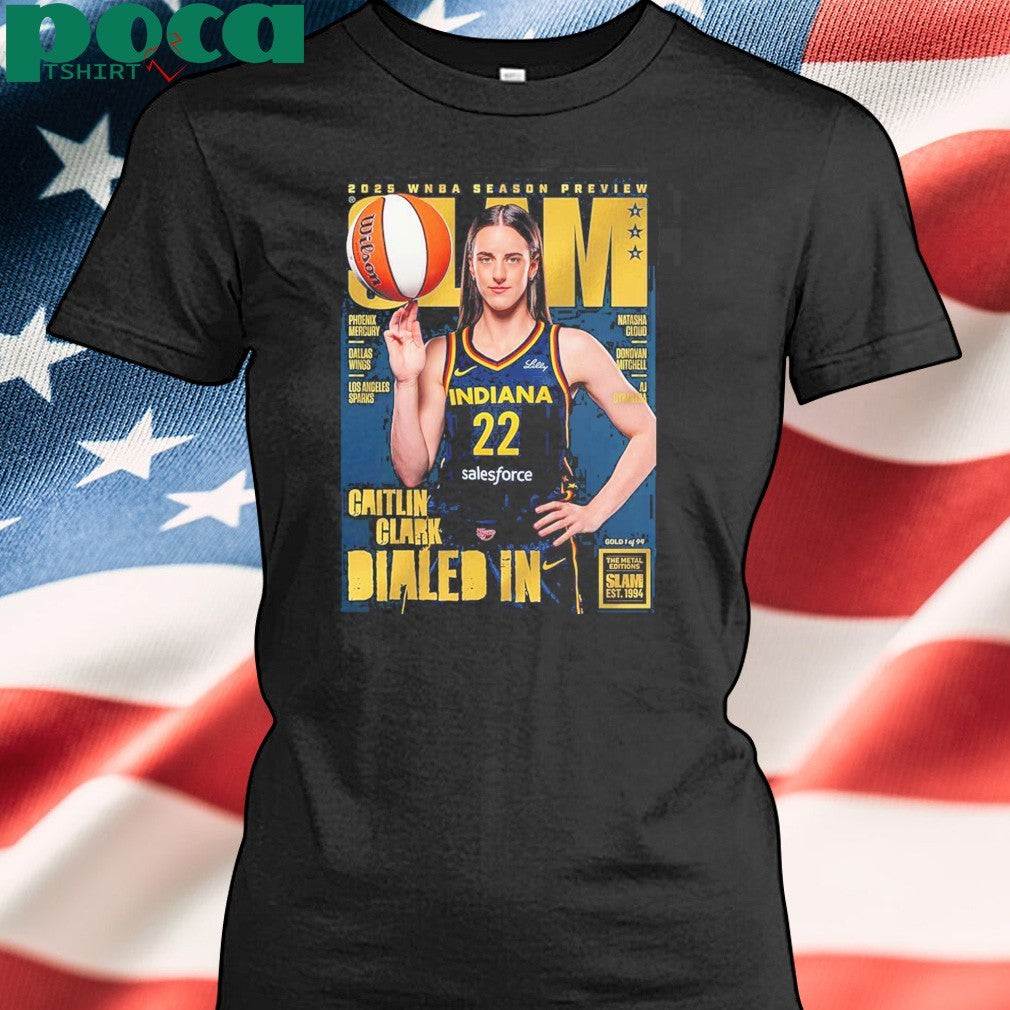 Caitlin Clark From Iowa Hawkeyes x SLAM 256 Tribute Poster Cover 2025 WNBA Season Preview Dailed In Gold Metal shirt
