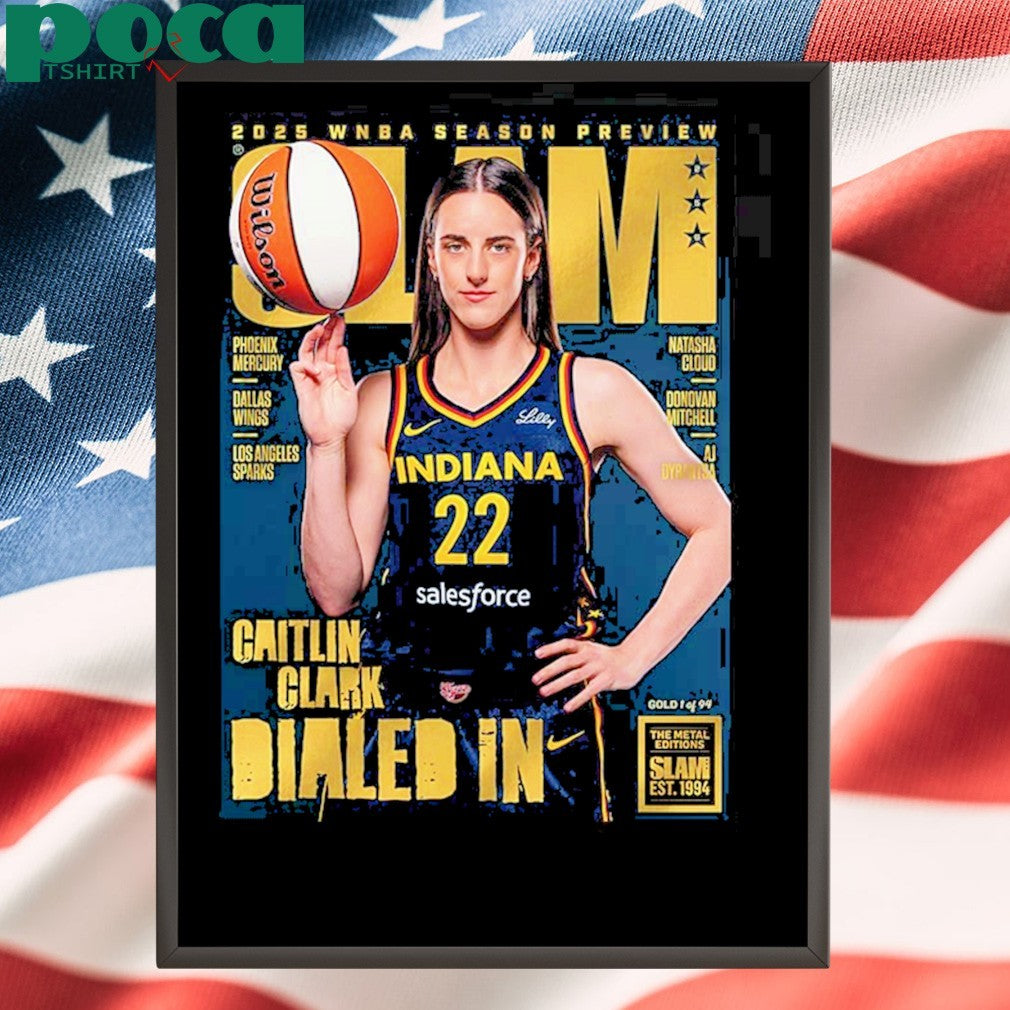 Caitlin Clark From Iowa Hawkeyes x SLAM 256 Tribute Poster Cover 2025 WNBA Season Preview Dailed In Gold Metal shirt