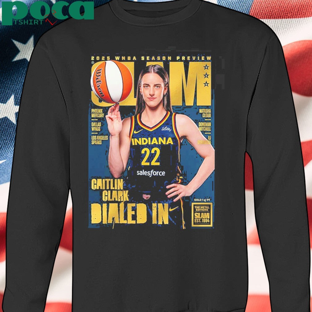 Caitlin Clark From Iowa Hawkeyes x SLAM 256 Tribute Poster Cover 2025 WNBA Season Preview Dailed In Gold Metal shirt