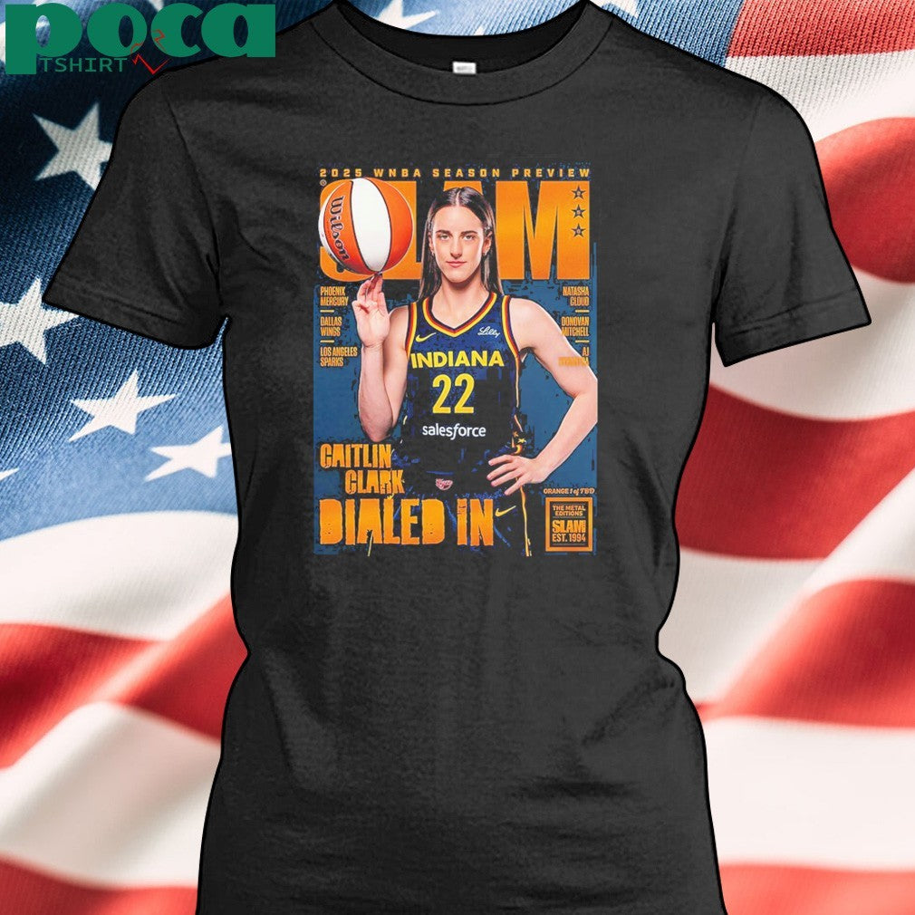 Caitlin Clark From Iowa Hawkeyes x SLAM 256 Tribute Poster Cover 2025 WNBA Season Preview Dailed In Orange Metal shirt
