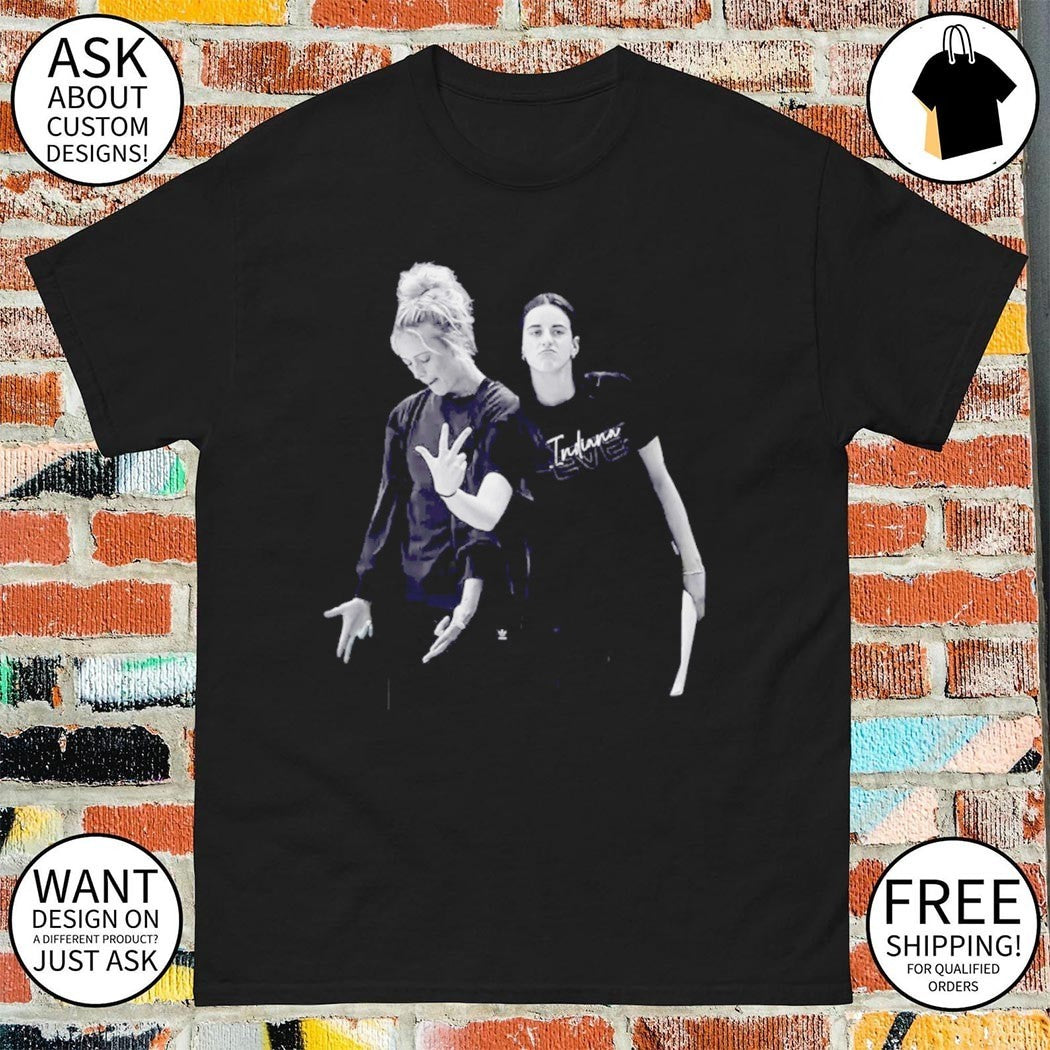 Caitlin Clark and Sophie Cunningham Black and White Duo Photo shirt