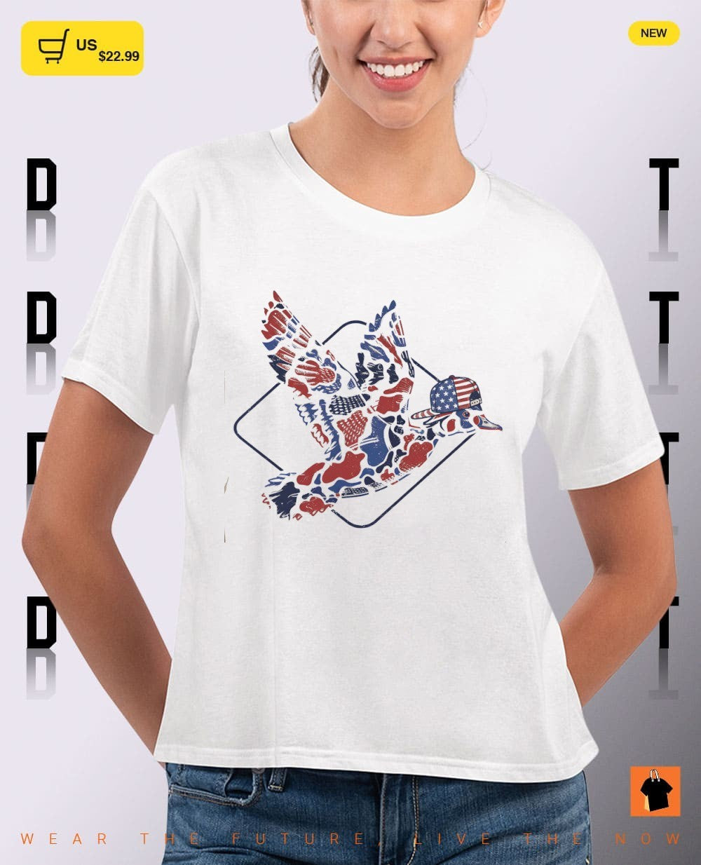 Camo Flying Mallard Duck 4th of July shirt