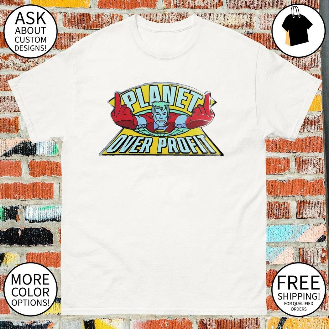 Captain Planet Enamel Pin Planet over Profit shirt