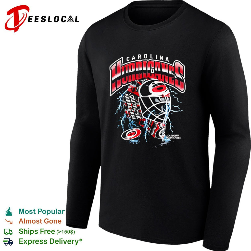 Carolina Hurricanes Goal Mask Lightning Logo NHL Hockey Shirt