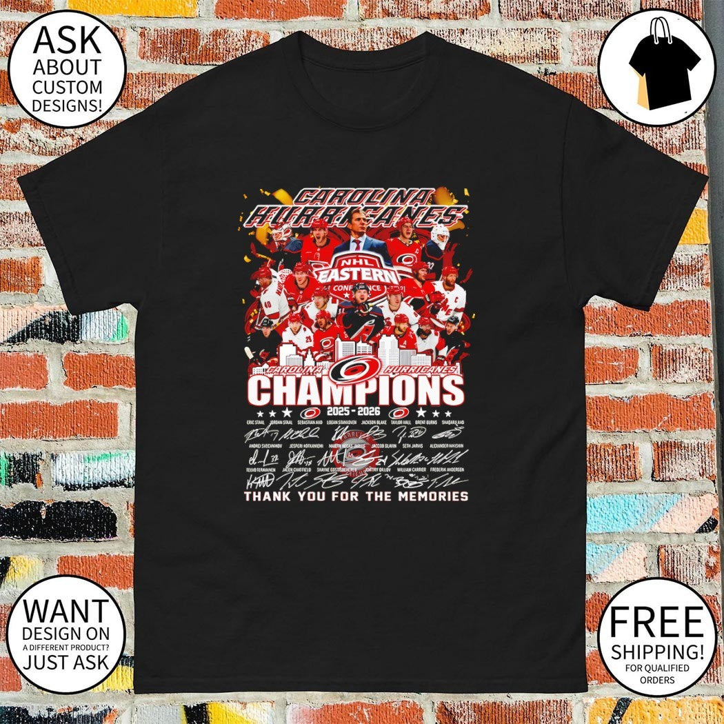 Carolina Hurricanes Hockey 2026 Stanley Cup Final Champions signatures shirt