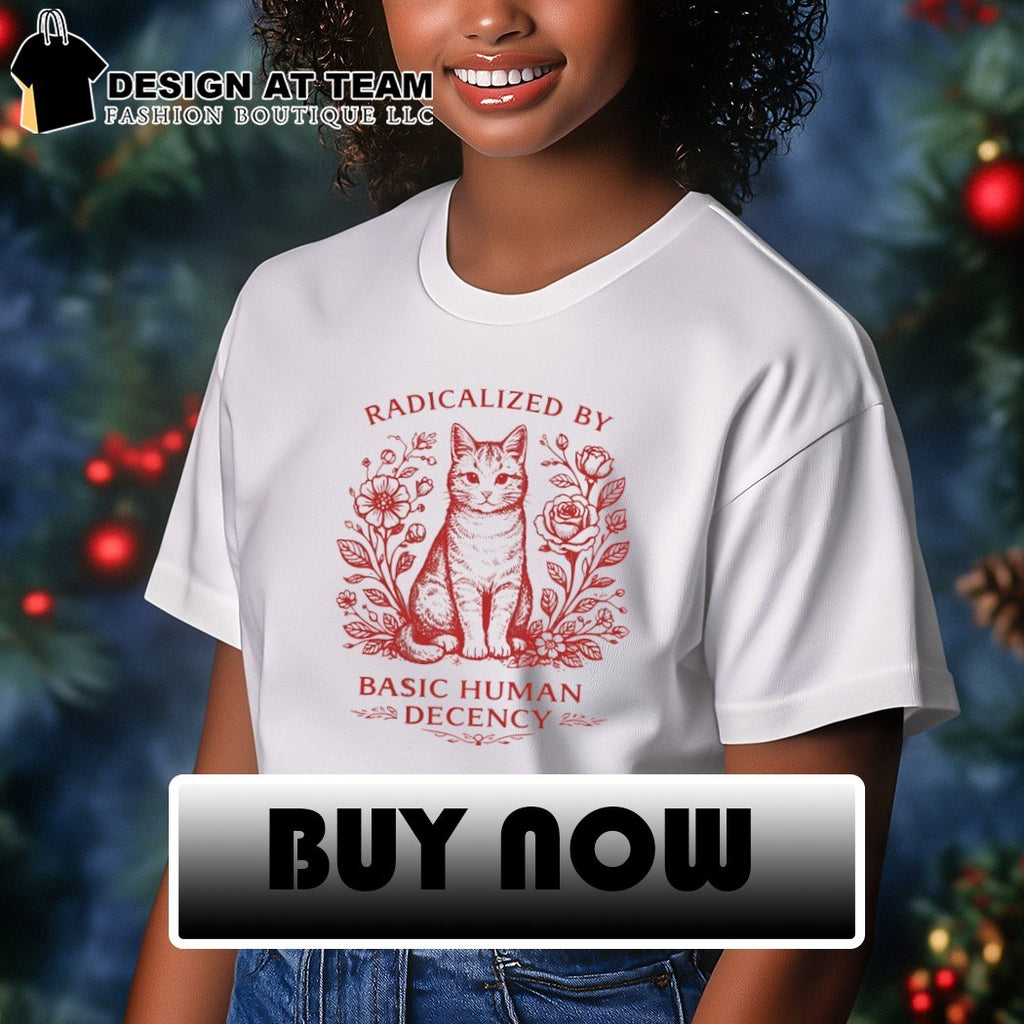 Cat roses radical human decency vintage shirt