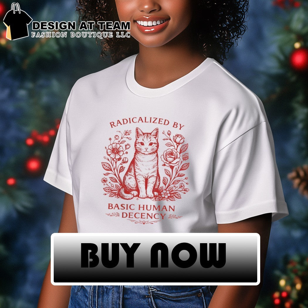 Cat roses radical human decency vintage shirt