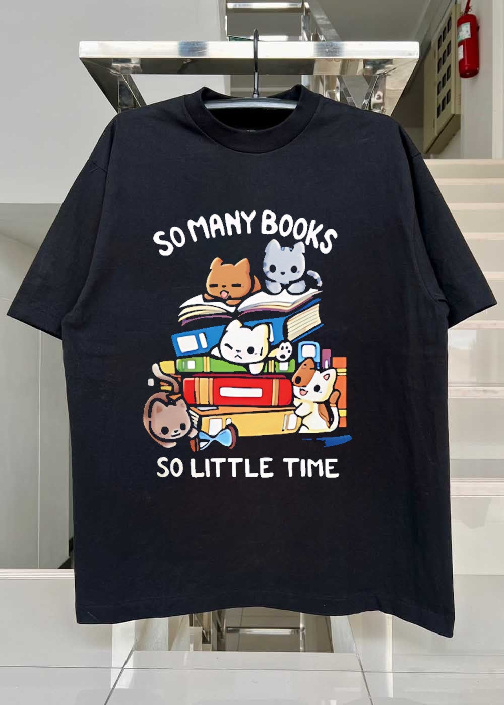 Cats Reading Books So Many Little Time T-Shirt