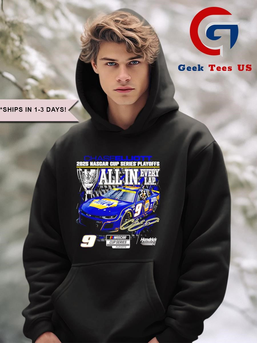 Chase Elliott 2025 Nascar Cup Series Playoffs Napa All In Checkered flag signature shirt