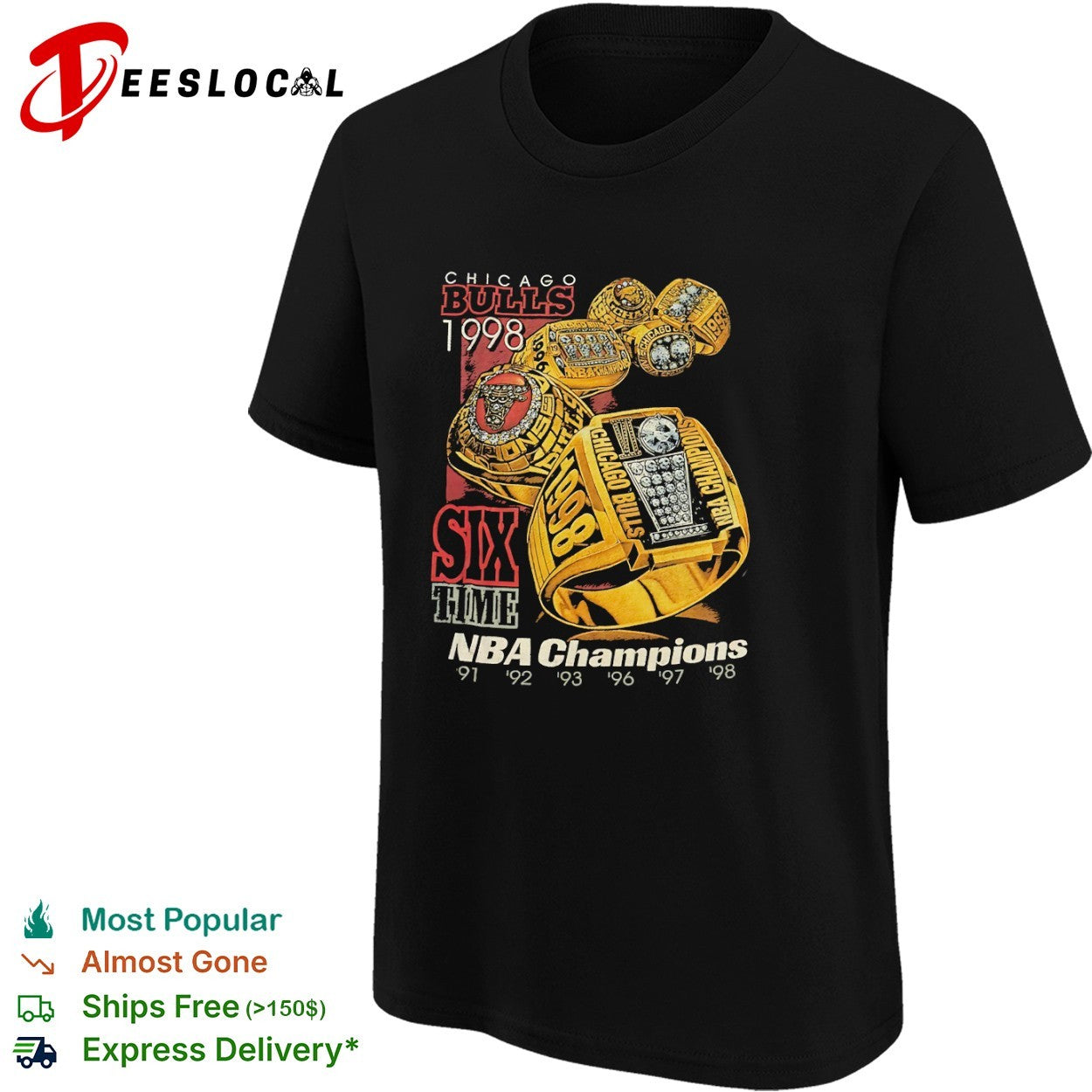 Chicago Bulls six time NBA champions rings shirt