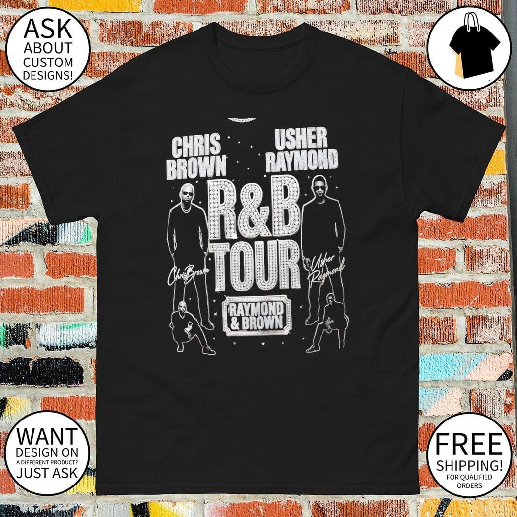 Chris Brown Usher Raymond R and B Tour Raymond and Brown music concert fan shirt
