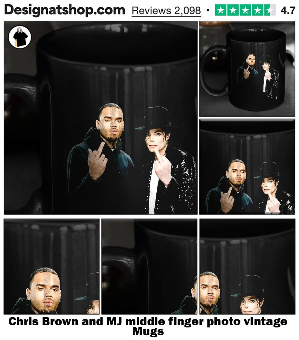 Chris Brown and MJ middle finger photo vintage shirt