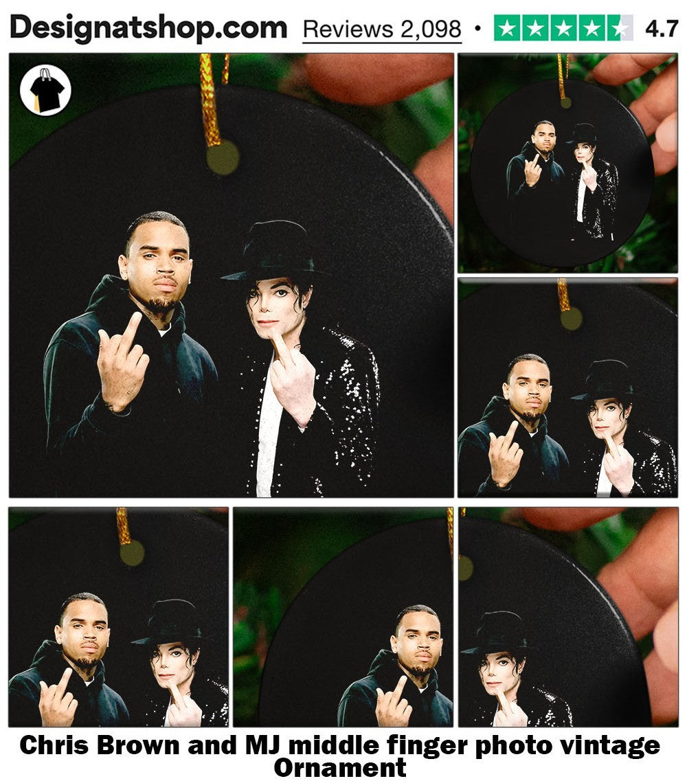 Chris Brown and MJ middle finger photo vintage shirt