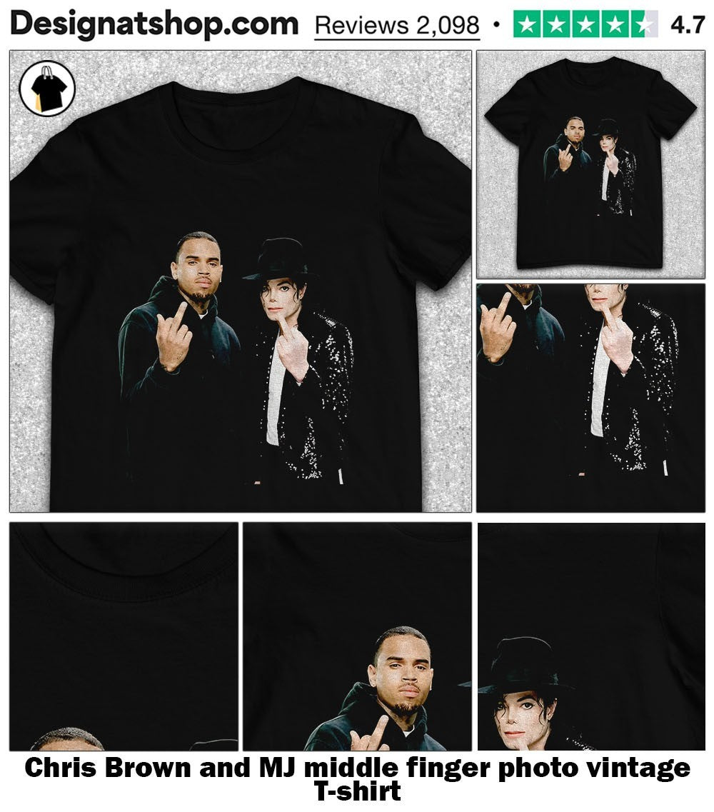 Chris Brown and MJ middle finger photo vintage shirt