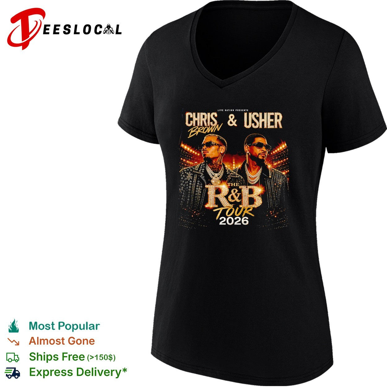 Chris Brown and Usher RnB tour 2026 shirt
