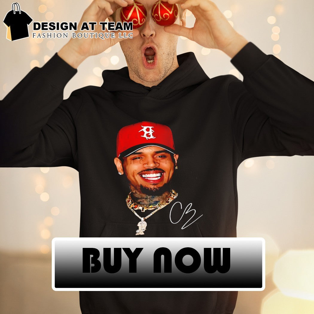 Chris Brown portrait necklace jewelry CB signature shirt