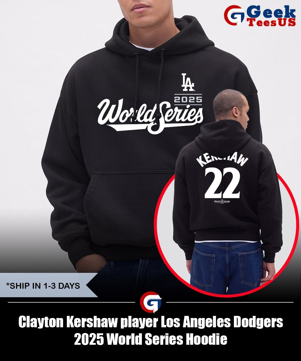 Clayton Kershaw player Los Angeles Dodgers 2025 World Series shirt