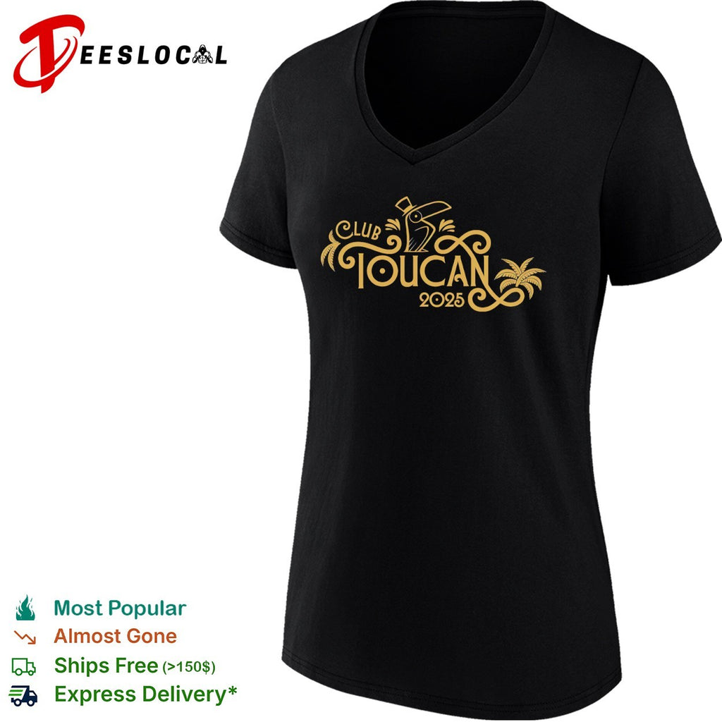 Club toucan 2025 tropical palm tree gold logo shirt
