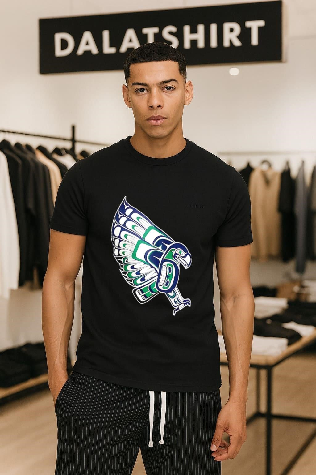 Coastal Salish Native American Art Eagle Bird Traditional shirt