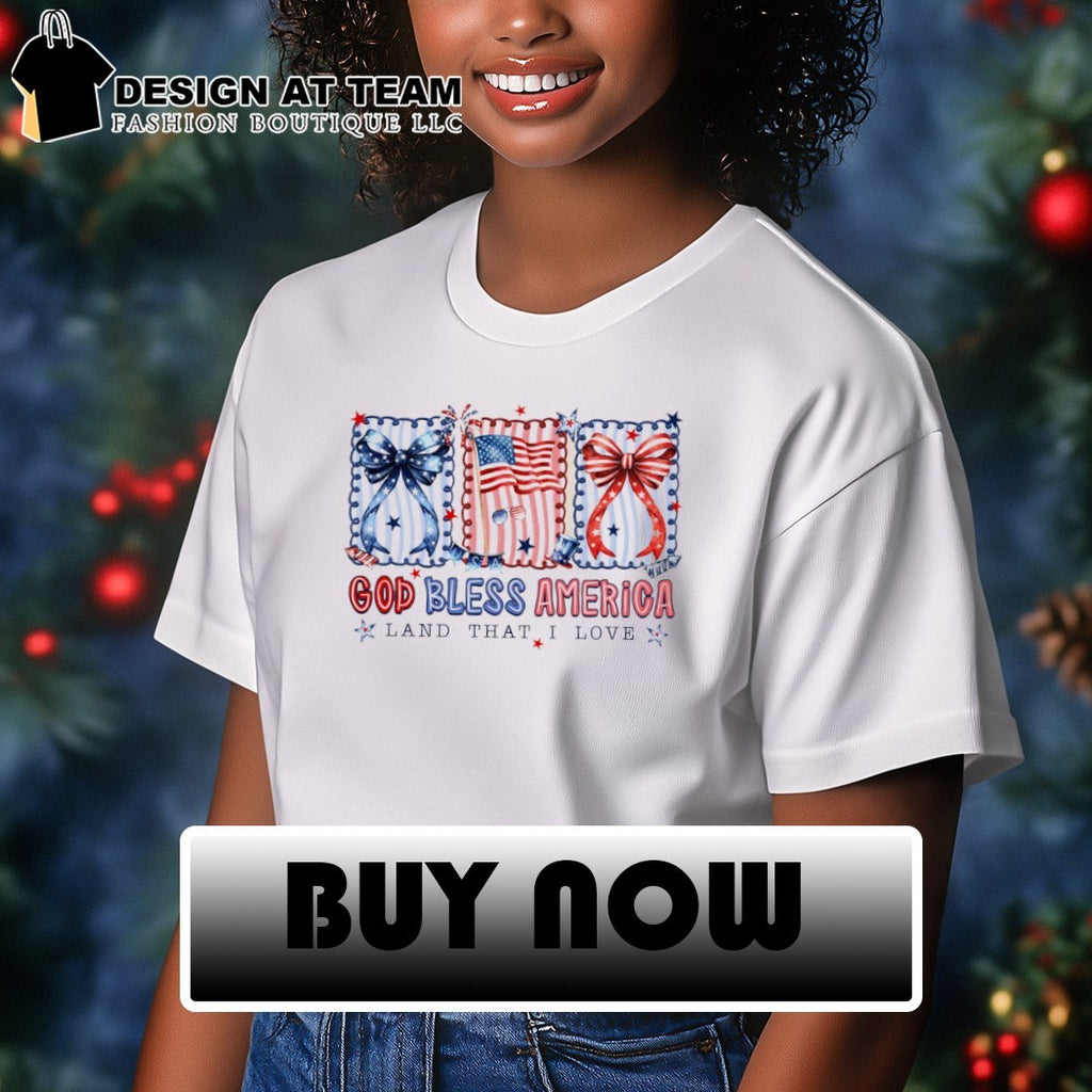 Coquette God Bless America Fourth of July Patriotic land that I love shirt