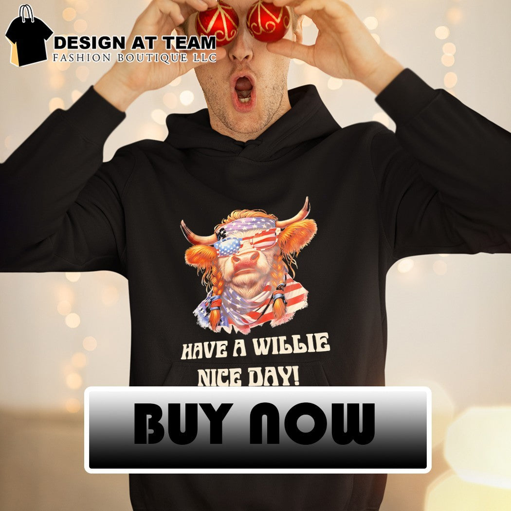 Cow America have a willie nice day American flag 4th of July shirt